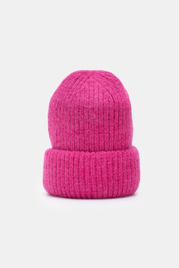Beanie Unisex Beanie mit Rippstrick in Fuchsie Farbe