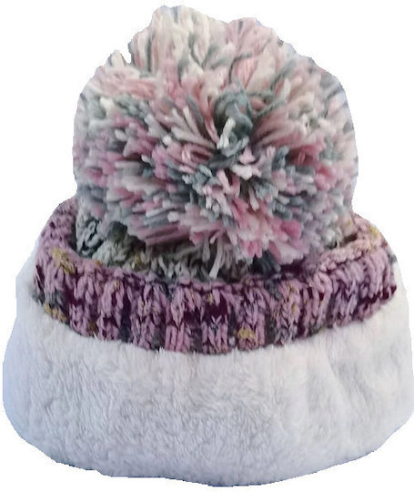 Pom Pom Beanie Beanie Knitted in Gray color