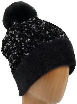 Pom Pom Beanie Unisex Beanie Knitted in Black color