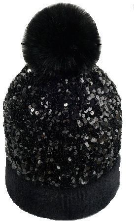 Pom Pom Beanie Unisex Beanie Knitted in Black color