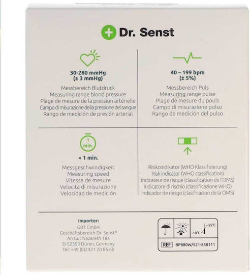 Dr. Senst Electronical Blood Pressure Monitor Wrist with Arrhythmia Detection 15.009.0004