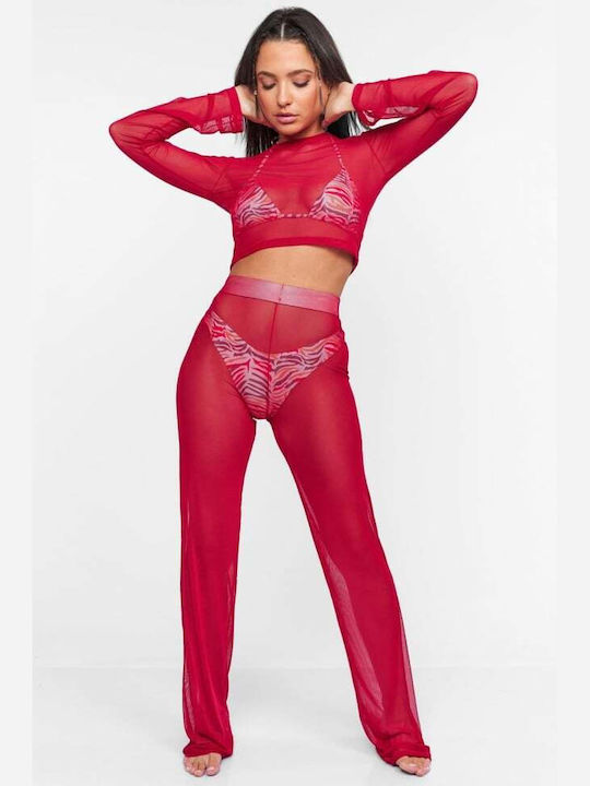 Decoro Women's Pants Beachwear in Red color