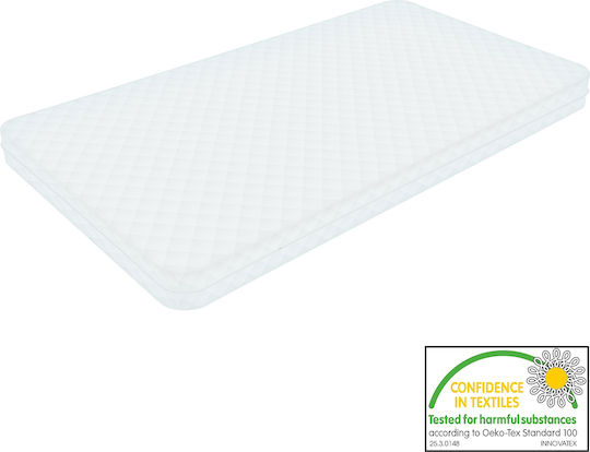 Pat Pentru Copii Single Cu Saltea Alb 70x140cm