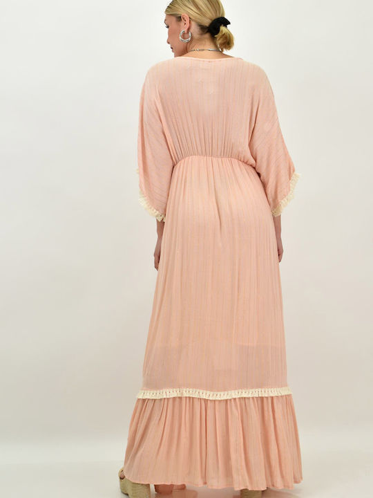 Potre Damen Maxi Kaftan Strand Rosa