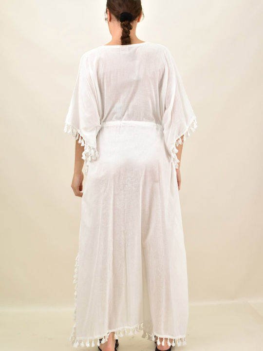 Potre Women's Maxi Caftan Beachwear White