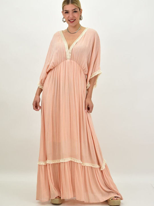 Potre Damen Maxi Kaftan Strand Rosa