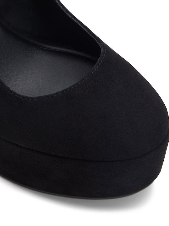 Suede Γόβες με Λουράκι Μαύρες