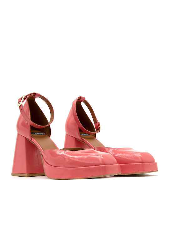 Leder Pumps mit Riemchen Rosa