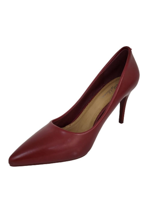 Plato Leather Pointed Toe Burgundy High Heels