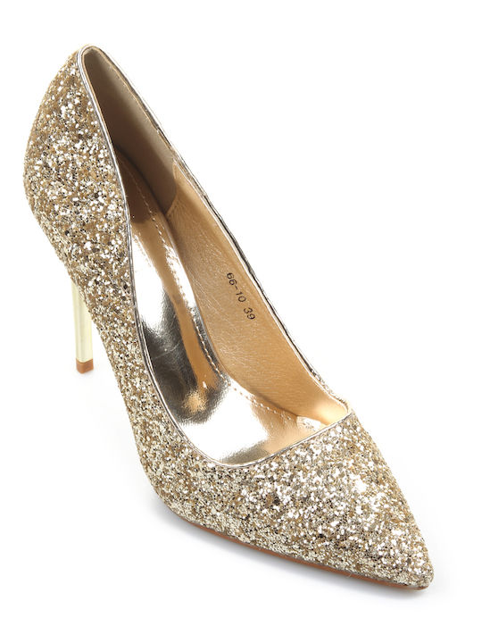 Fshoes Leder Pumps mit Stiletto-Absatz Goldene