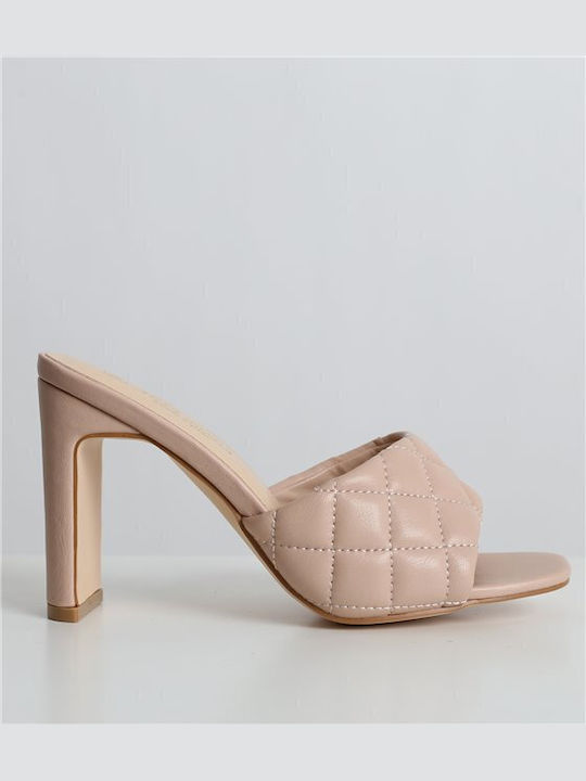 Chica Chunky Heel Mules Beige