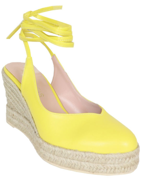 Anatomic Women's Synthetic Leather Platform Espadrilles Yellow
