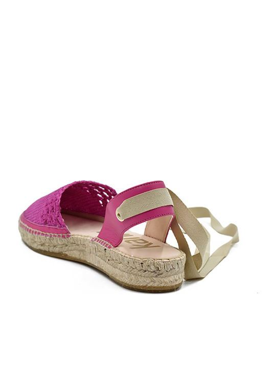 Lederne Damen Espadrilles in Fuchsie Farbe