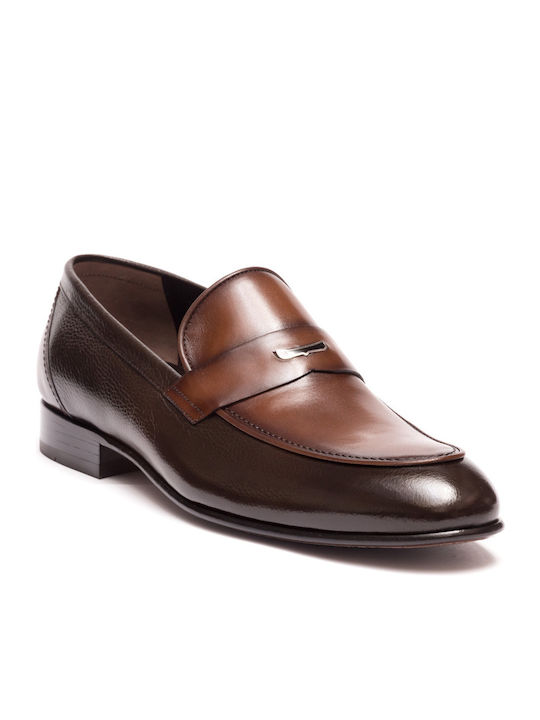 Perlamoda Men's Leather Loafers Brown