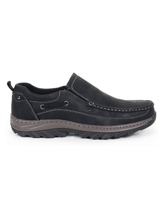 Piazza Shoes Leder Herren Mokassins in Schwarz Farbe