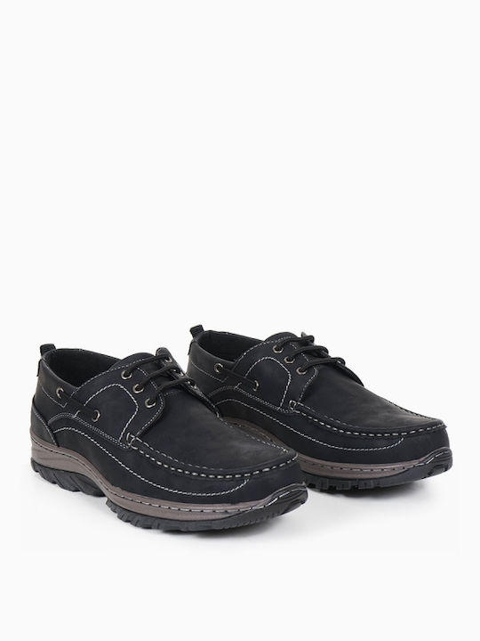 Δερμάτινα Ανδρικά Boat Shoes σε Μαύρο Χρώμα