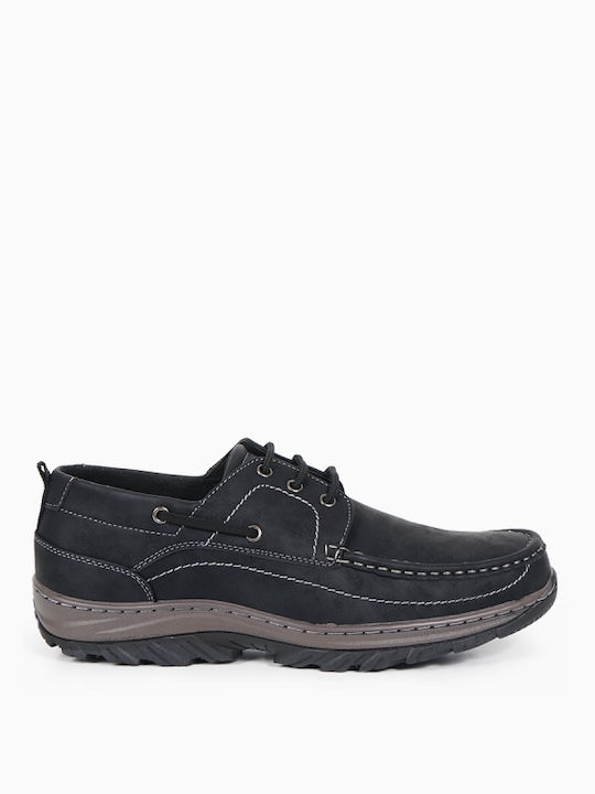 Δερμάτινα Ανδρικά Boat Shoes σε Μαύρο Χρώμα