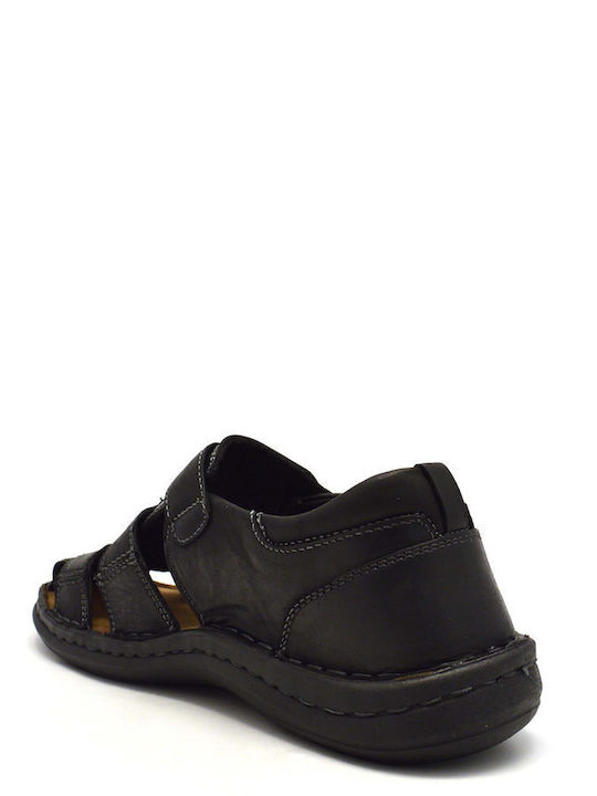 Leder Herrensandalen in Schwarz Farbe