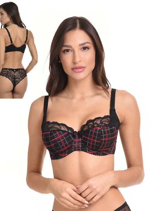 Miss Rosy Lace Underwear Set with Bra & Slip Black