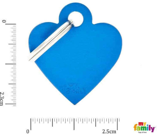 My Family Etichetă Pentru Identificarea Câinilor Inima Albastră Metalică Mică Personalizată