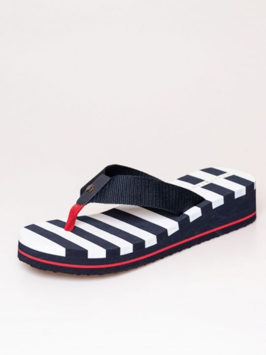 Damen Zehentrenner mit Plattformen in Marineblau Farbe