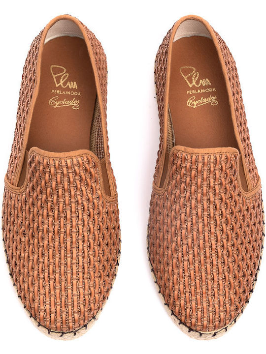 Leder Herren Espadrilles in Tabac Brown Farbe