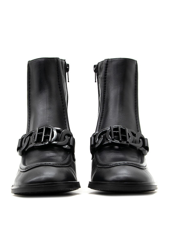 SOHO Leather Women's Ankle Boots with Medium Heel Black