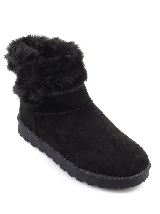 Fshoes Women's Combat Boots with Fur Black