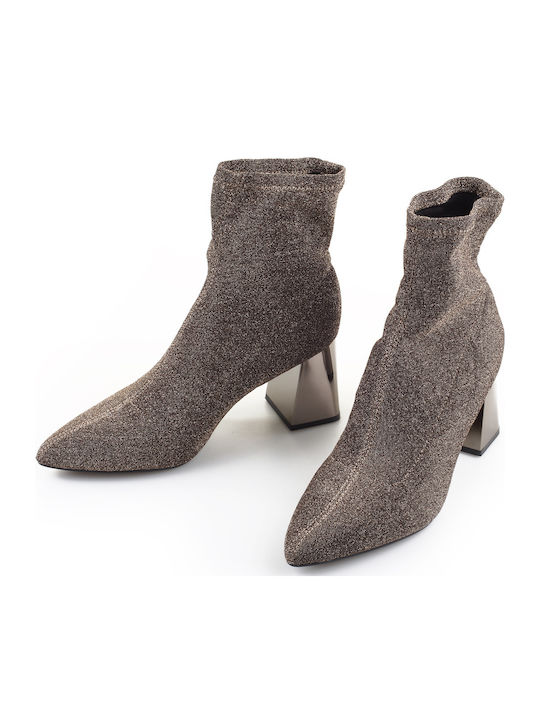 Women's Ankle Boots with Medium Heel Gold