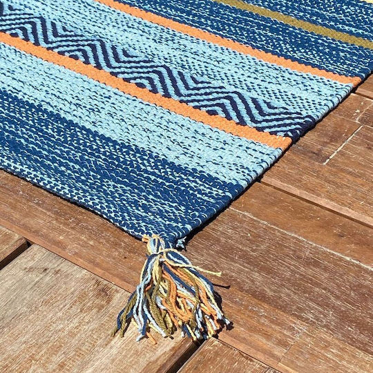 Koulis Carpets Set Timp de vară Covoare pentru dormitor din bumbac Albastru 0018-00006-070 3buc
