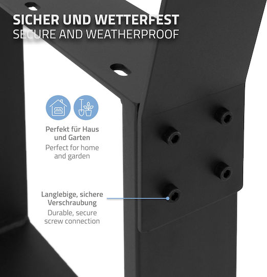 ML-Design ML-Design Metal Furniture Leg 2 Pieces Suitable for Table / Coffee Table 40x10x78.5cm Black