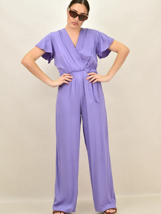 Women's Short-sleeved One-piece Suit Purple