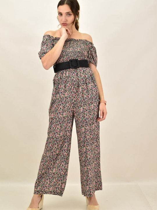 Γυναικεία Off-Shoulder Ολόσωμη Φόρμα Μαύρη