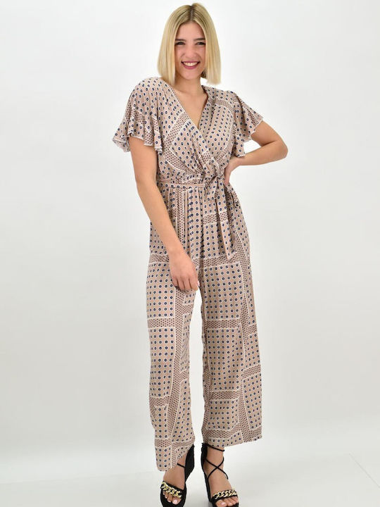 Women's Sleeveless One-piece Suit Beige