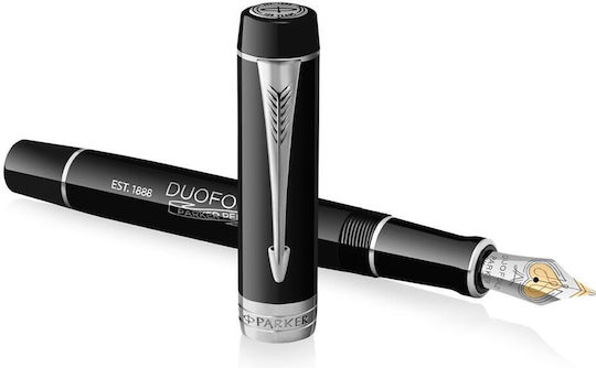 Parker Duofold Πένα Γραφής Fine 0.6mm Μαύρη με Μαύρο Μελάνι