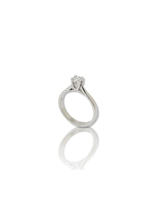 Mentzos Single Stone from White Gold 18K with Diamond