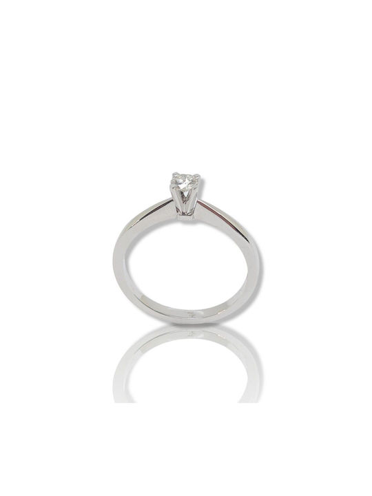 Mentzos Single Stone from White Gold 18K with Diamond