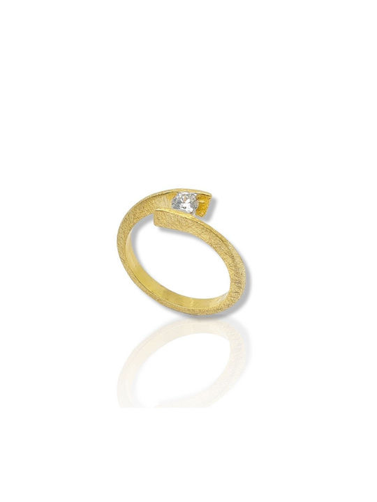 Mentzos Single Stone Ring of Gold 18K with Diamond