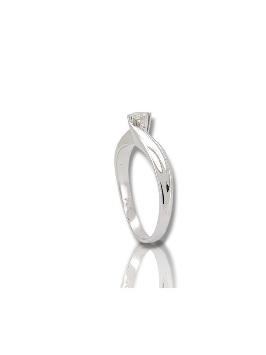 Mentzos Single Stone Ring of White Gold 18K with Diamond