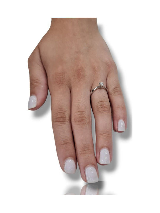 Mentzos Single Stone from Gold 18K with Diamond
