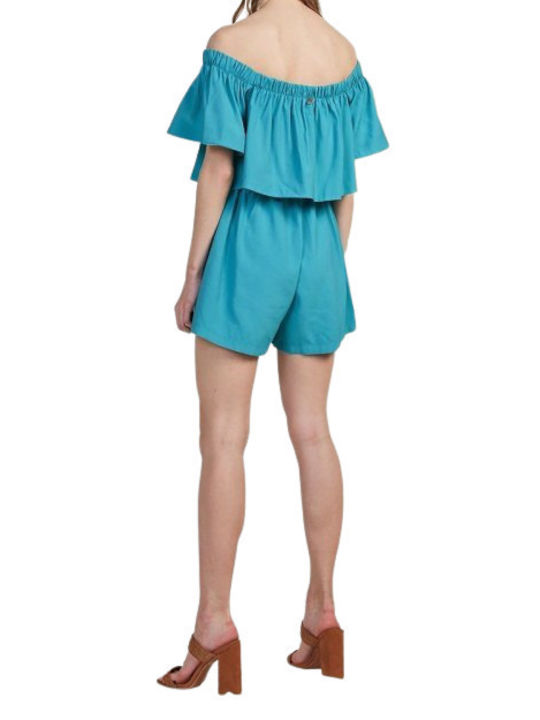 BSB Women's Off-Shoulder One-piece Shorts Turquoise