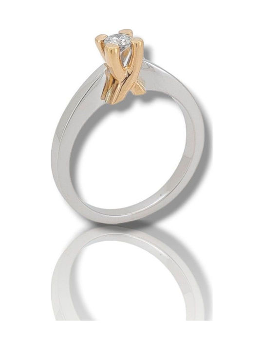Mentzos Single Stone from Gold 18K with Diamond