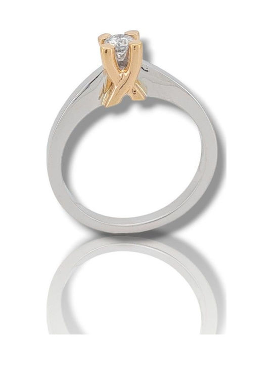 Mentzos Single Stone from Gold 18K with Diamond
