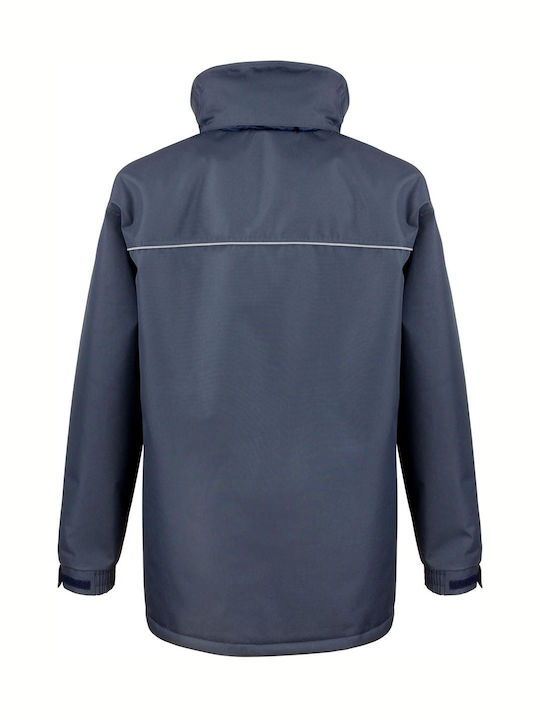 Result Work-Guard Sabre Work Jacket Reflective with Fleece Lining and with Hood Navy Blue
