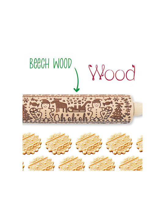 Scrap Cooking Christmas Tableware Ornaments Wooden Rolling Pin 39x4.5x4.5cm