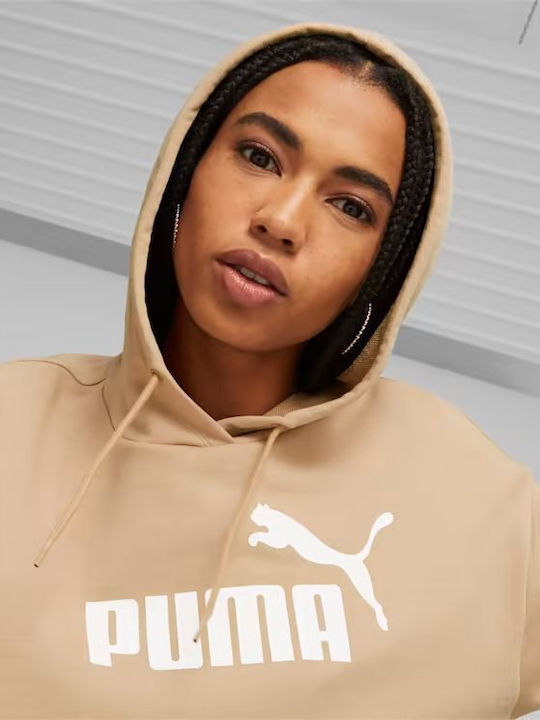 PUMA Logo Women's Sweatshirt Beige with Hood