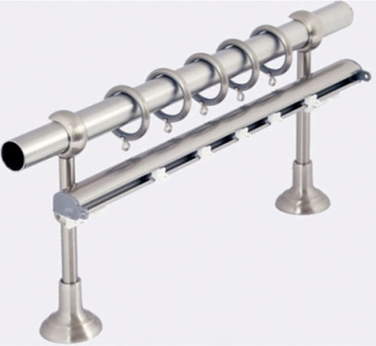 Metallic Curtain Pole Single Diameter 25mm Length 120cm Silver 29811467