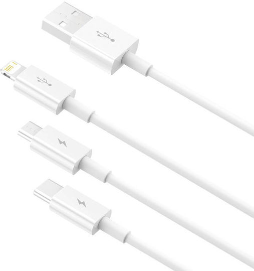 Baseus Superior Regular USB to Type-C / Lightning / micro USB 1m 3.5A Cable White (P10320105221-00)