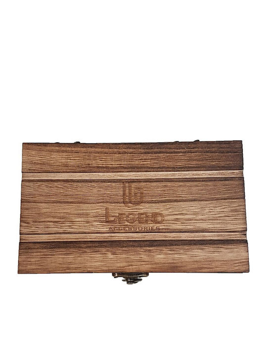 Legend Accessories Wooden Bow Tie Set with Cufflinks and Pochette Blue Legend