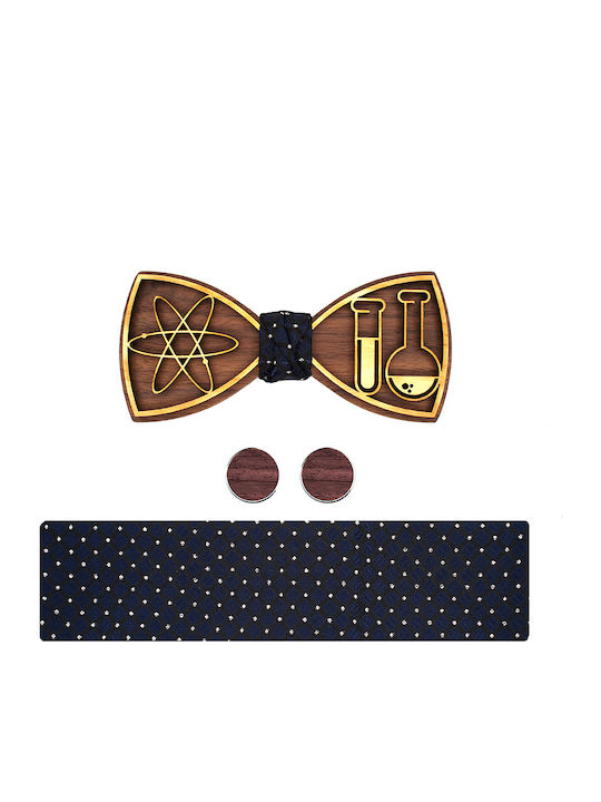 Legend Accessories Комплект Папионка с маншетни копчета и кърпа Тъмносин